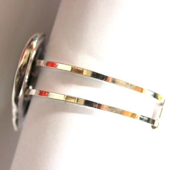 Abalone Shell Valentine Heart Hinged Cuff Bracelet - Picture 3 of 8